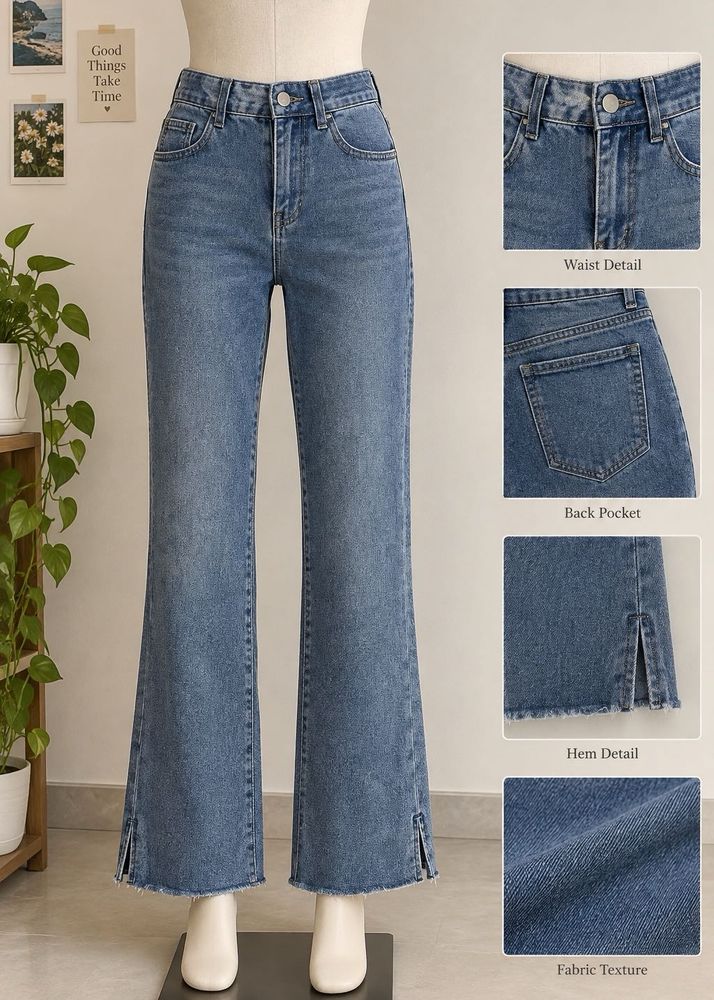 Blue Denim Jeans with slits
