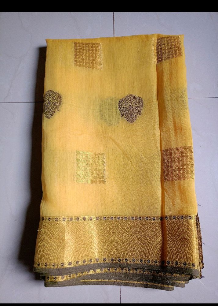 price dropped,Banarsi Yellow Colour Silk Saree 1st