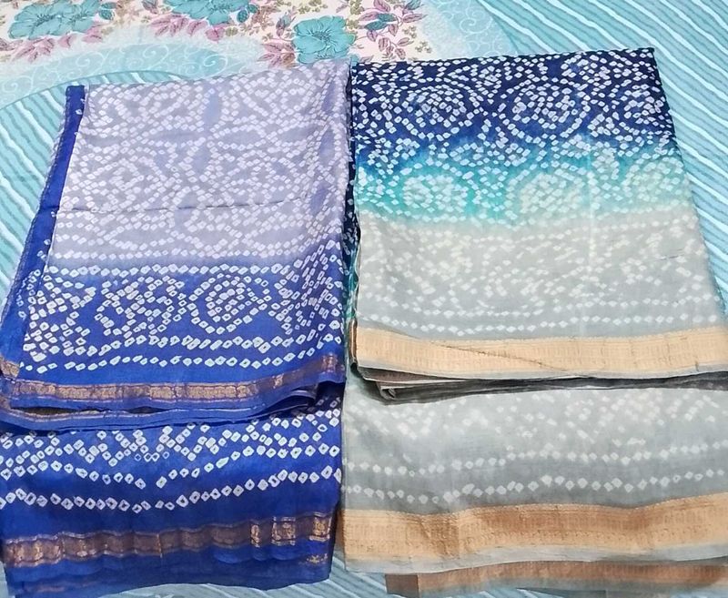 fastive Bandhani cotton Silk Sarees set