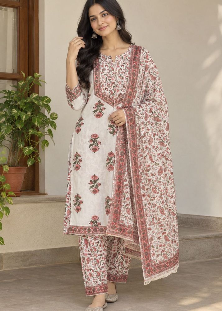 Elegant Printed Kurta Set with Dupatta