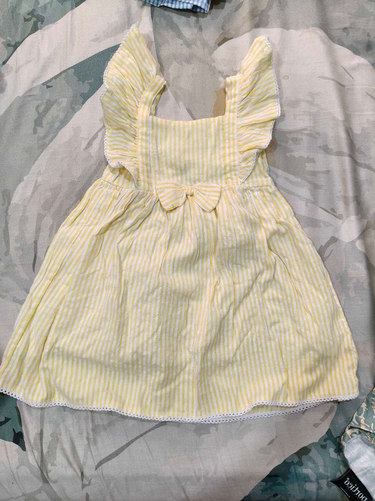 Adorable Yellow Striped Baby Dress
