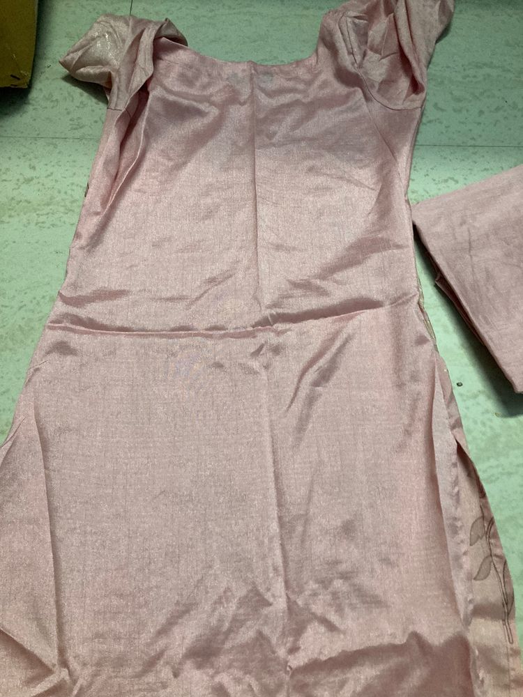 Pink Partywear Kurta Pent Set