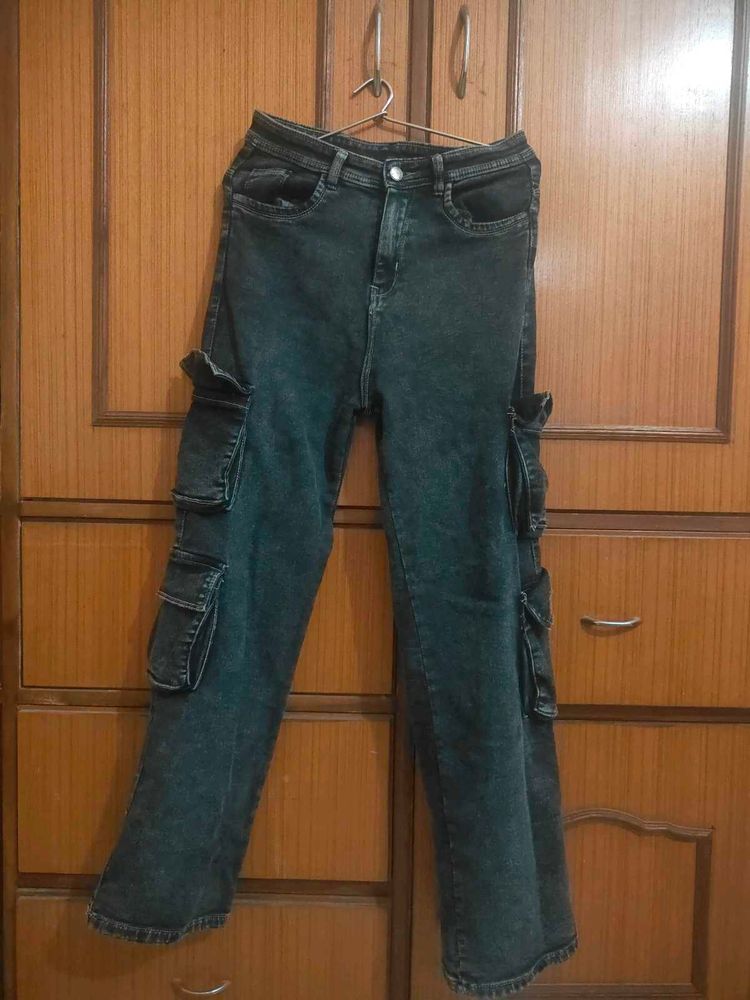 Vintage Wash Cargo Jeans