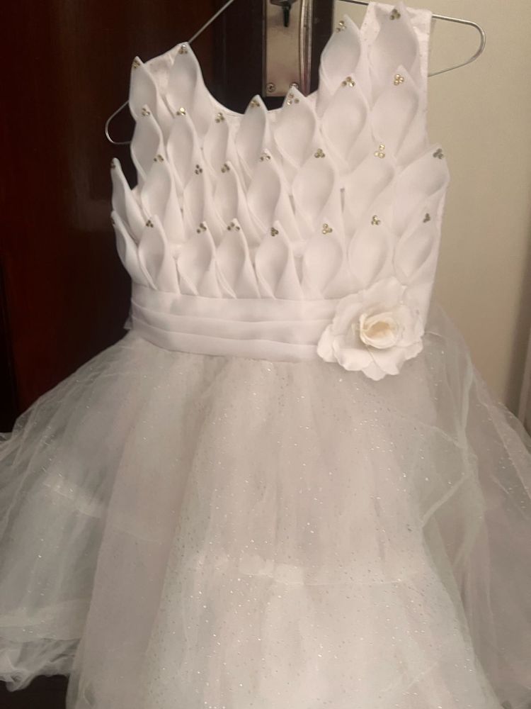 Elegant White Girls' Dress