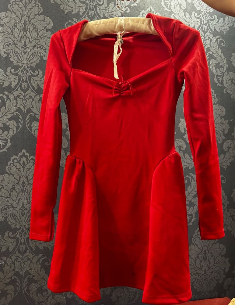 Chic Red Velvet Dress