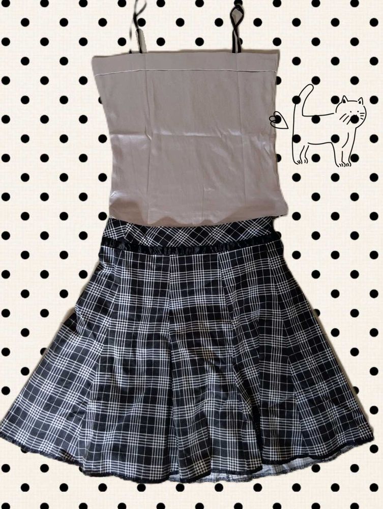 ୨୧ plaid dreamgirl combo ୨୧cami + skirt