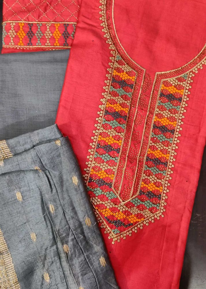 Beautifully Embroidered Kurta Set (Unstitched)