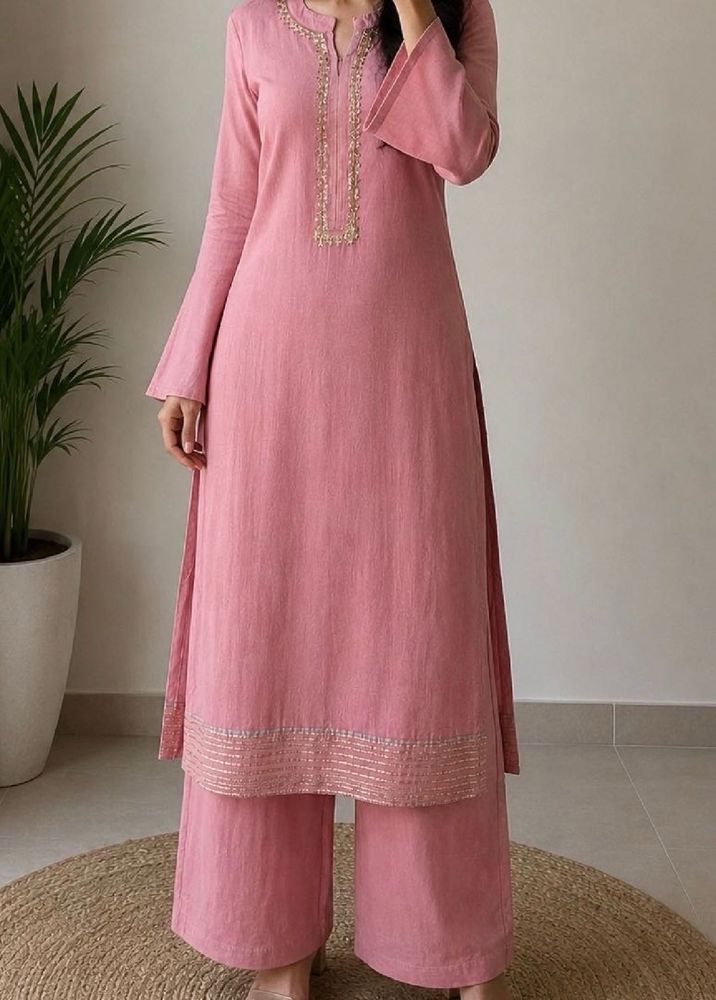 Elegant Pink Kurta Set with Palazzo