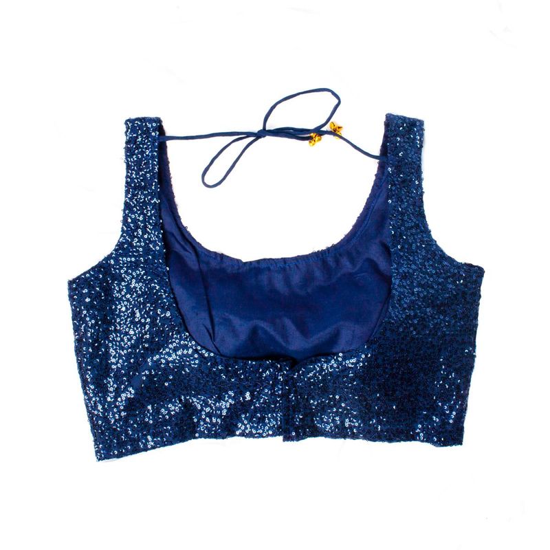 Sparkling Navy Blue Sequin Blouse