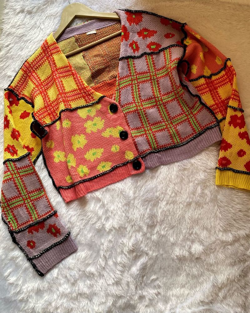 Patchwork Knit Cardigan