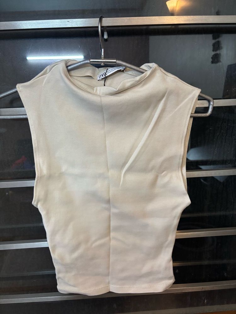 Zara Sleeveless Mock Neck Top