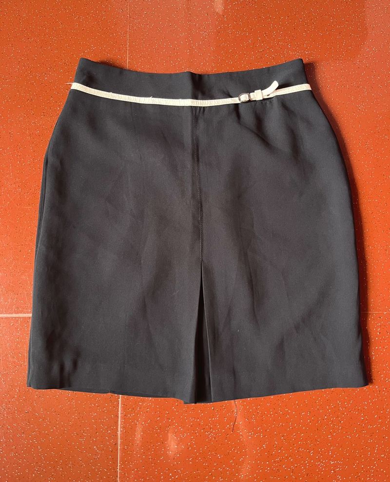 Chic Dark blue/deep blue Mini Skirt with Bow Detai
