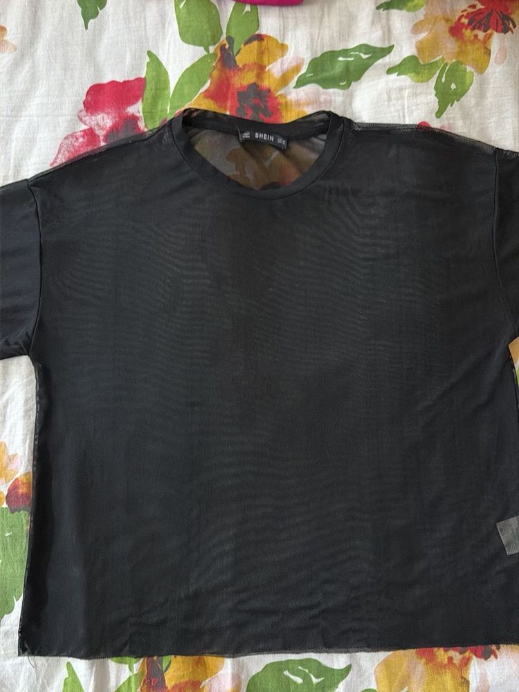 Shein Black Mesh Top