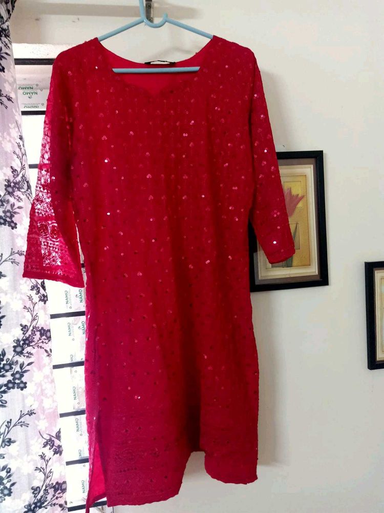 Women's Red Short Kurti
