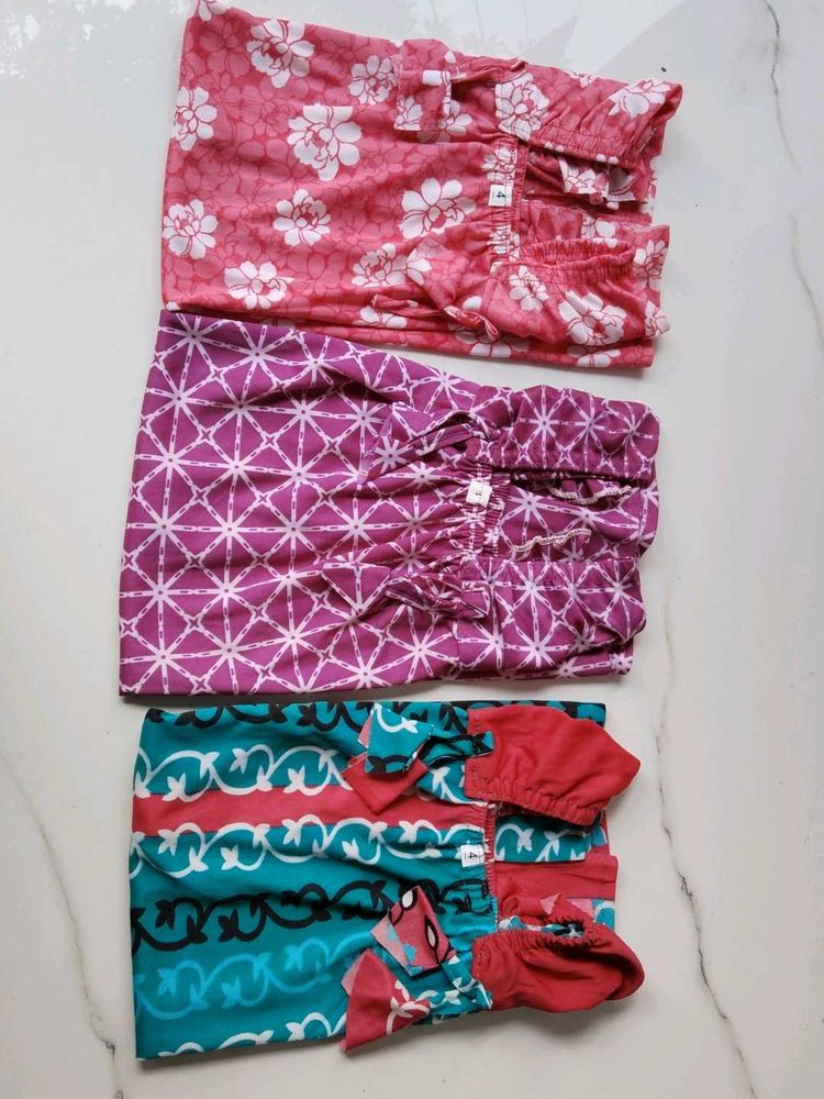 "Kids Size 4 Stretchable Lycra Nightwear Combo (Se