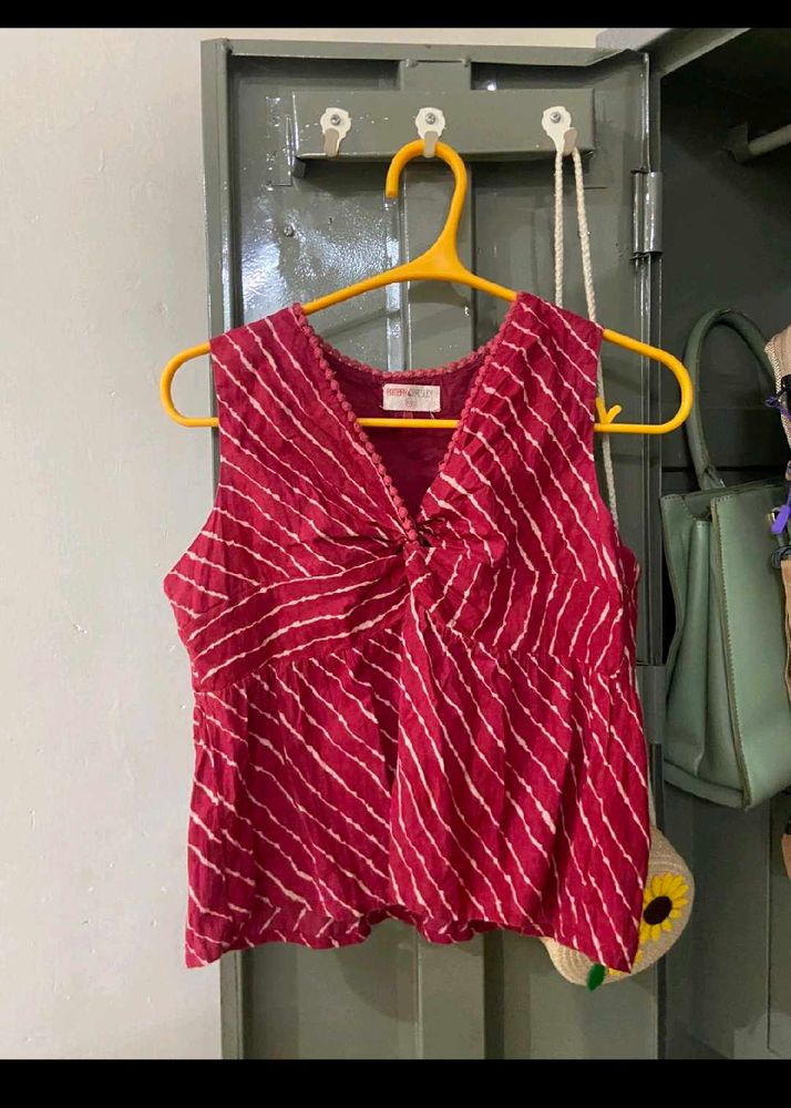 Maroon Striped Kurta Top