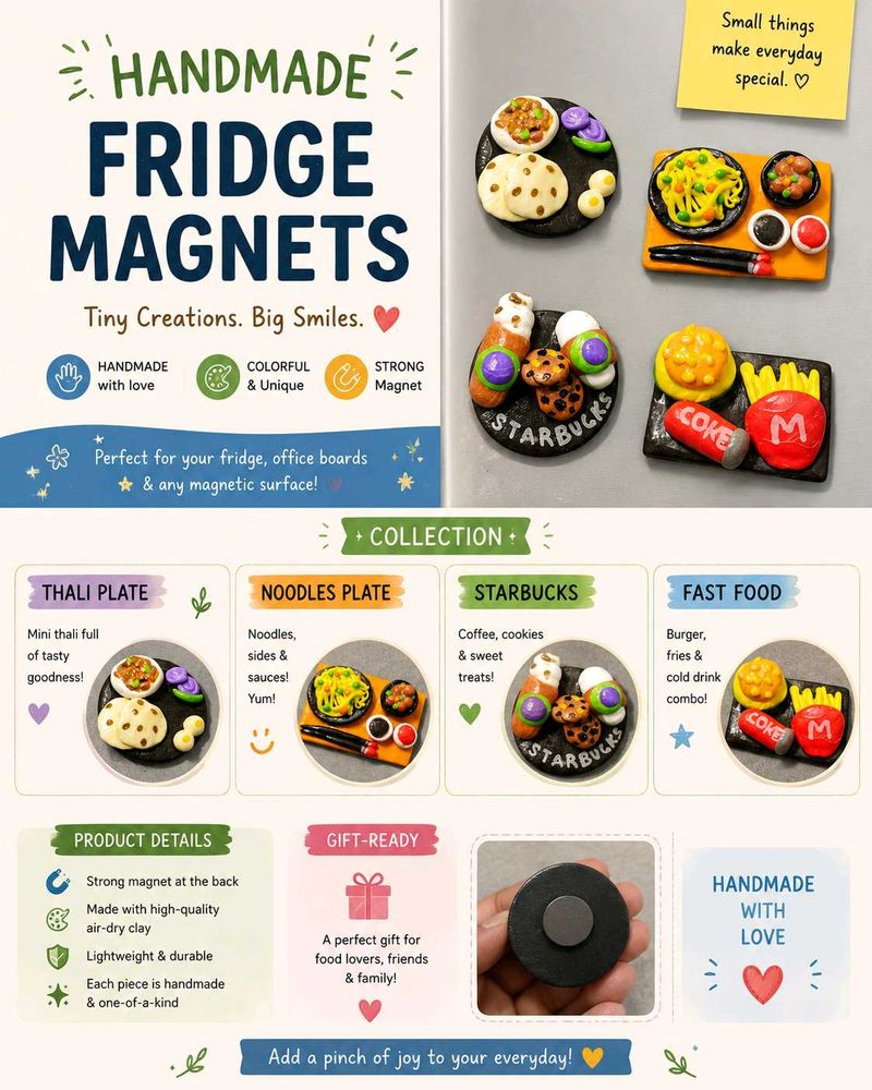4 Handmade Food Magnets