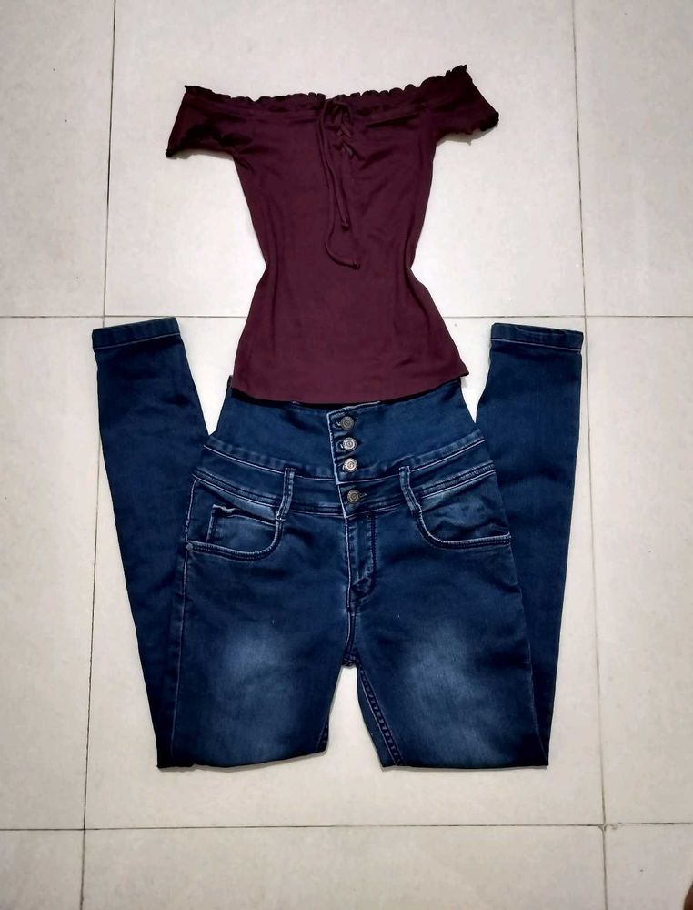 Dark Wash High-Waist Skinny Jeans 🤍