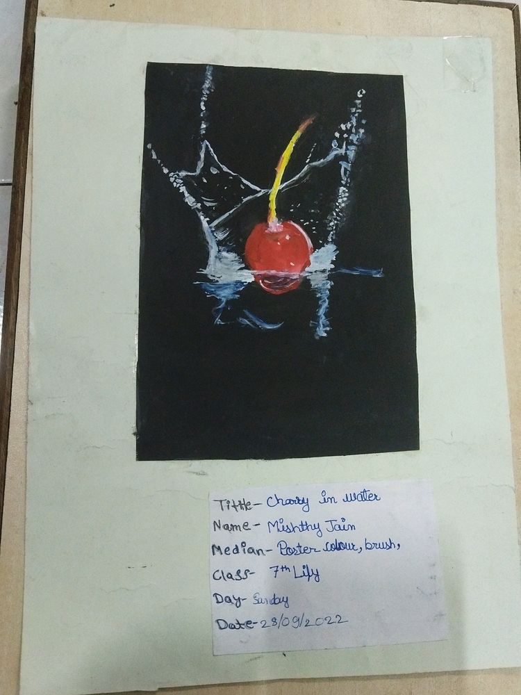 Realistic Cherry In The Water Painting