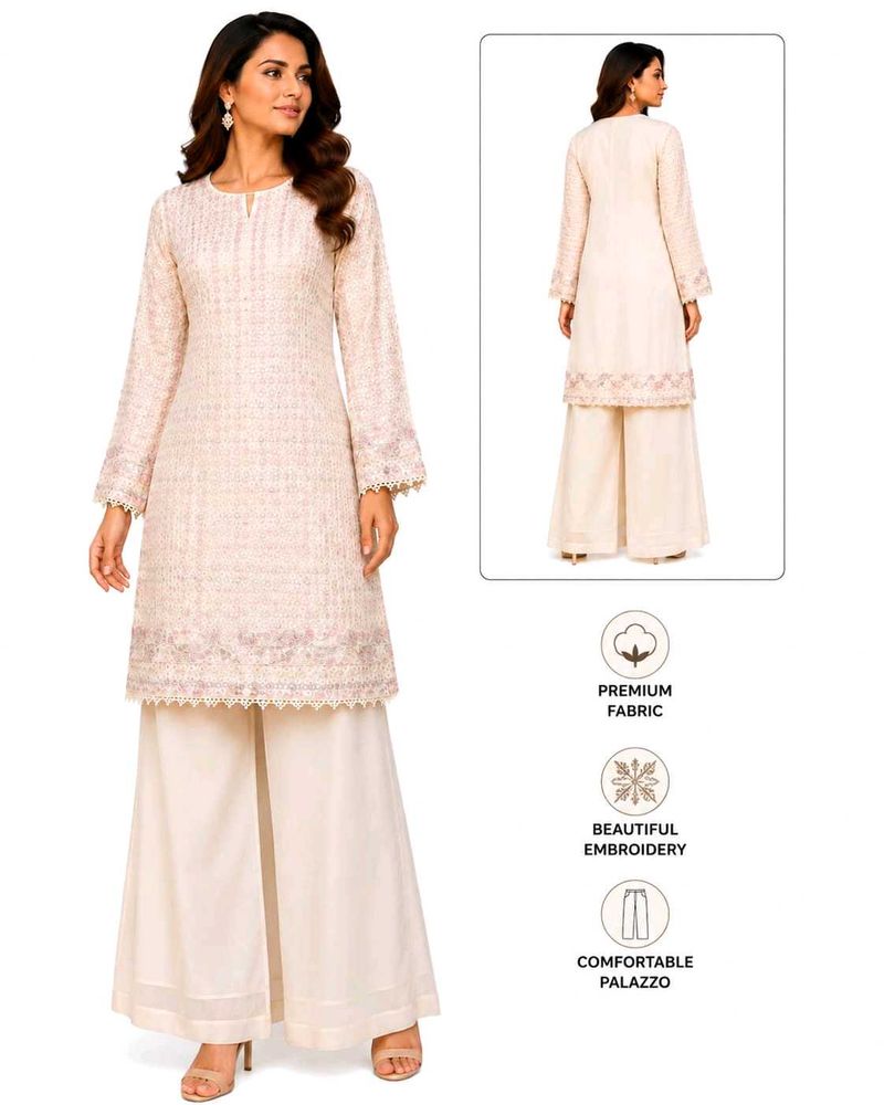 Elegant Embroidered Kurta with Palazzo Set