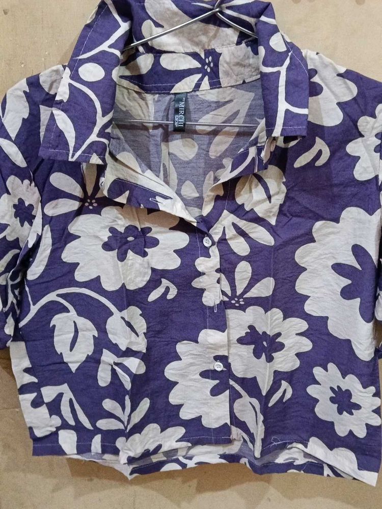Stylish Floral Print Button-Up Top