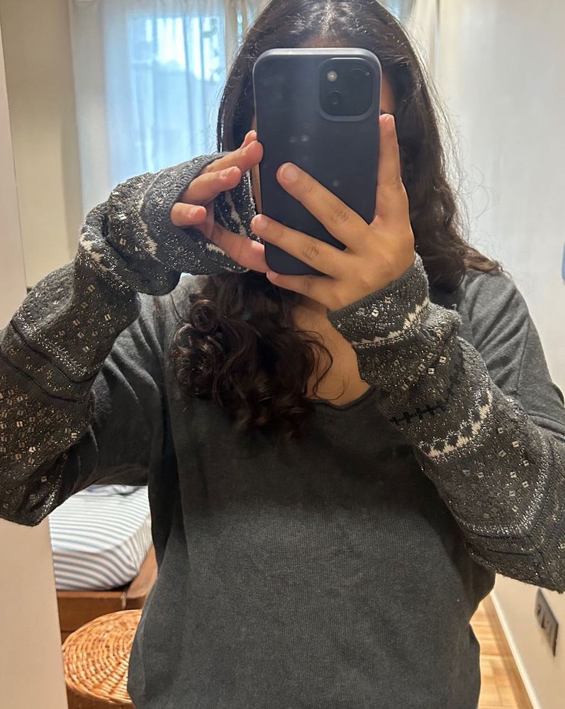 Bling Grey Knit Sweater