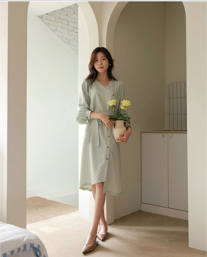 Mint Green Button-Up Dress