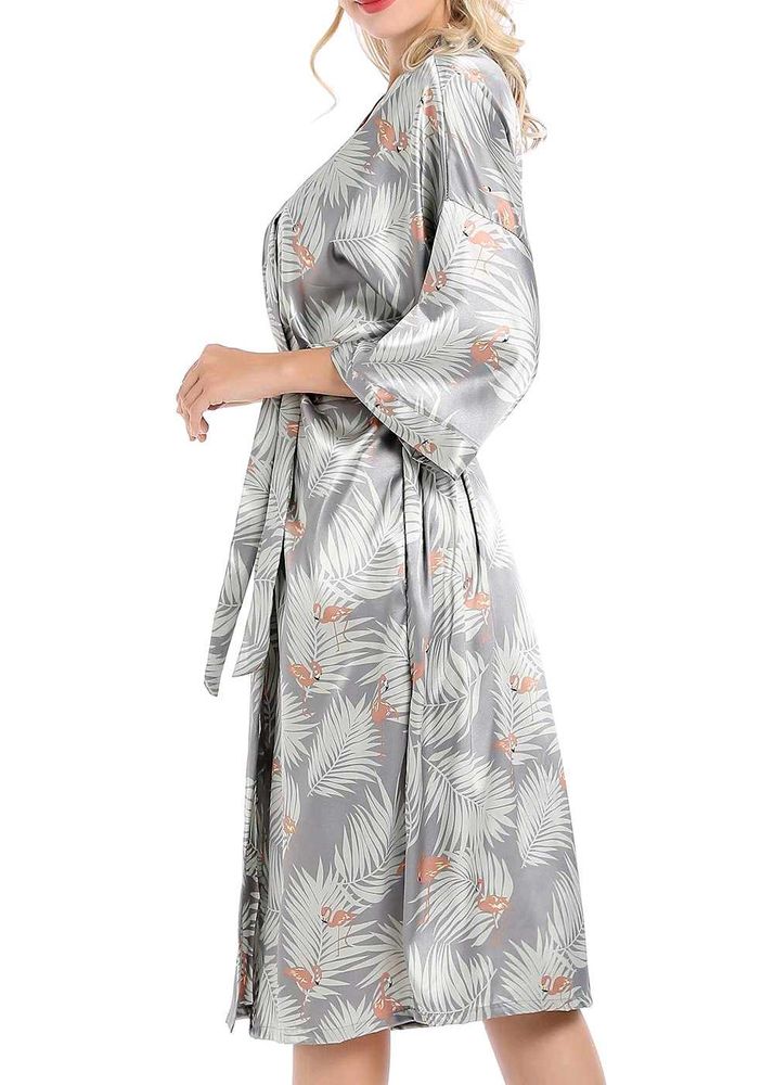 Silky Flamingo Print Robe 🎀✨️