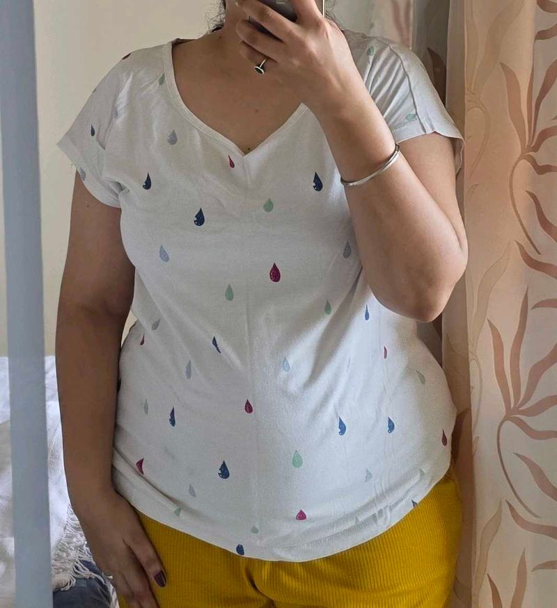 Cute Raindrop Print T-Shirt