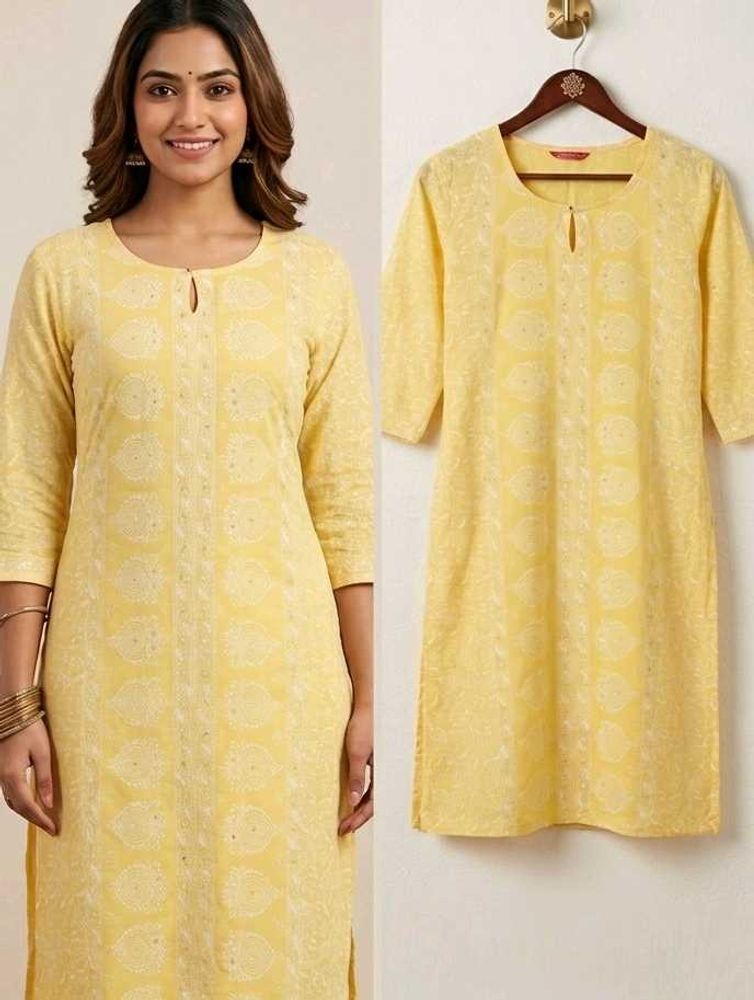 Yellow Kurta with White laggies