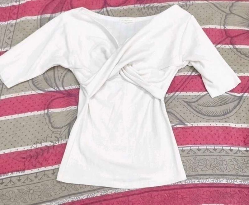 Twisted Front White Top