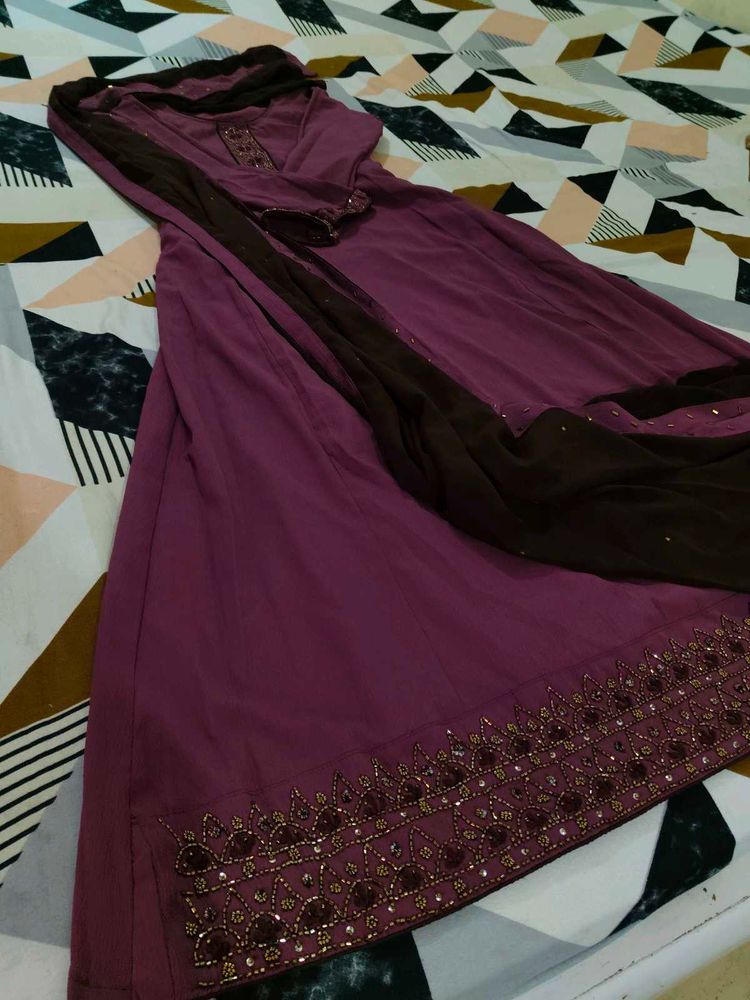 Elegant Handwork Anarkali Set with Dupatta