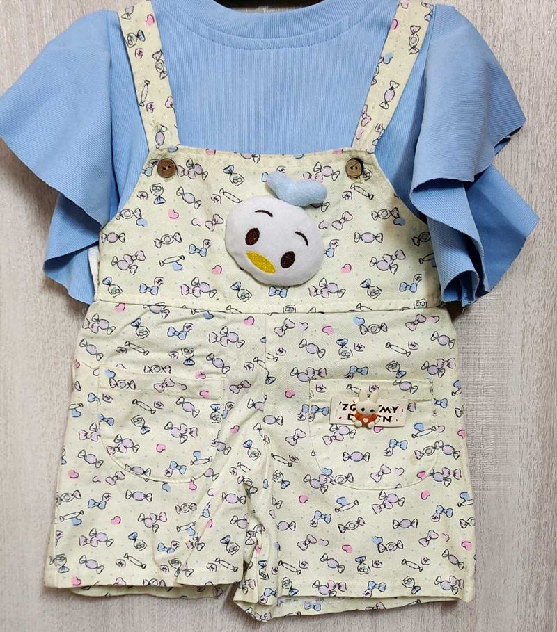 Cute Donald Duck Overalls Set