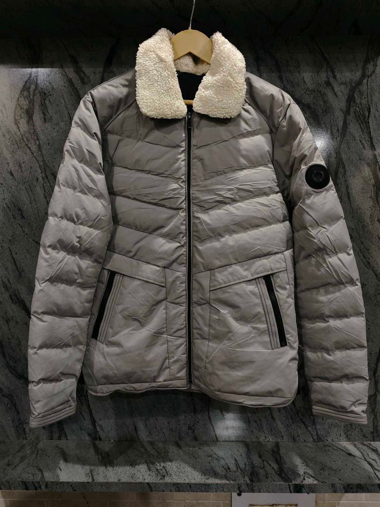 Men's Puffer Jacket with Sherpa Collar
