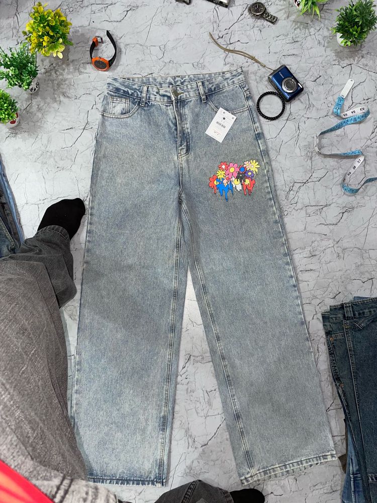 Y2k Floral Wide Leg Jeans