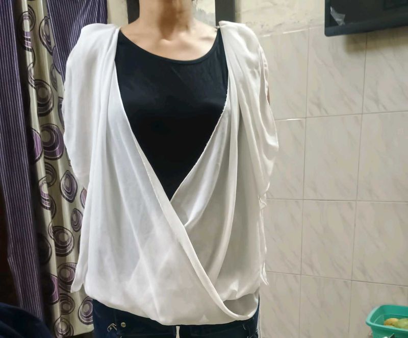 Designer/Flowy White with black skinny top