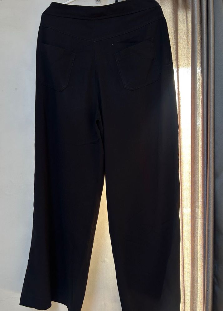 Classic Black Straight Leg Wide Pants