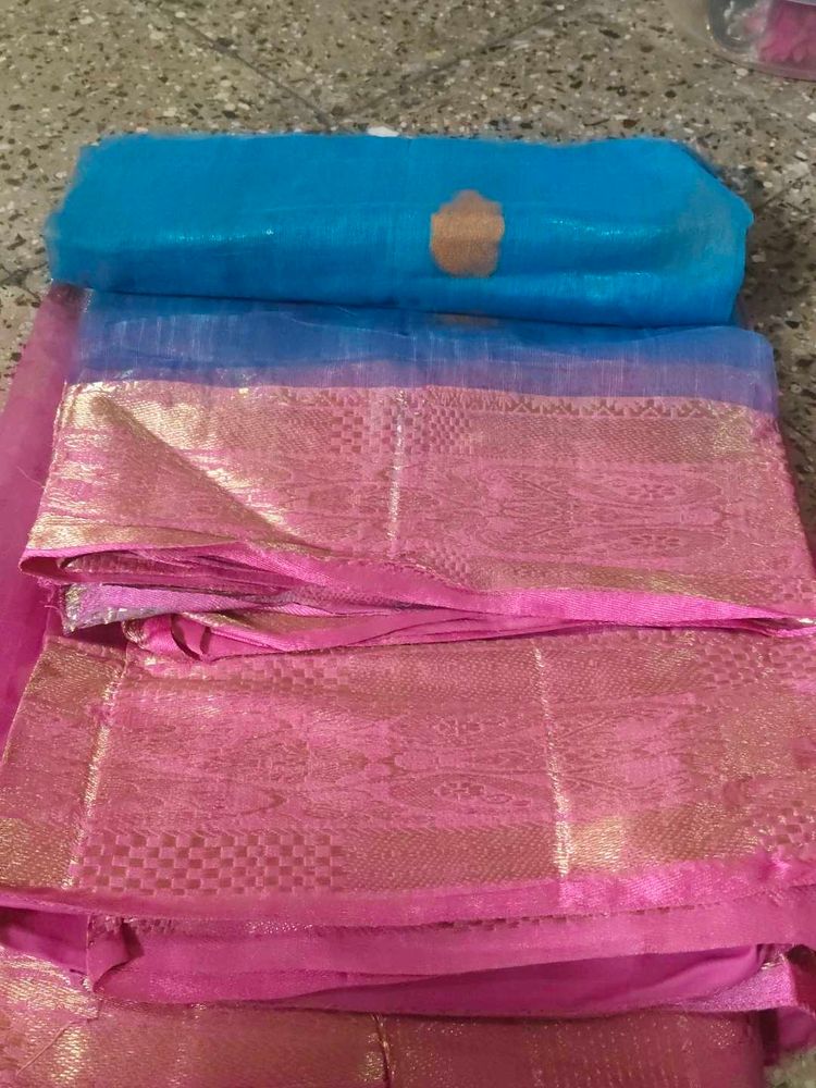 Beautiful Blue and Pink Saree
