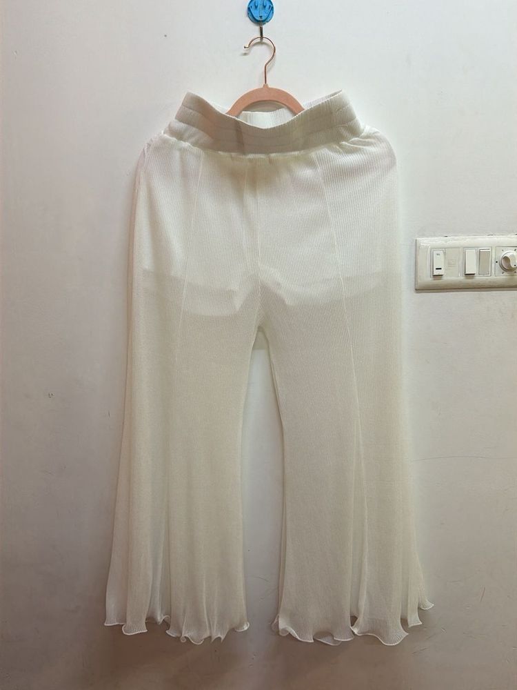 White Flowy Palazzo Pants