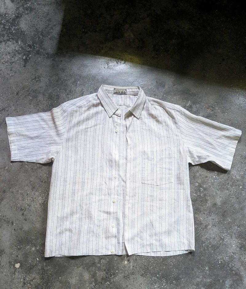 DIY Cropped Boxy Fit Light Grey Shirt