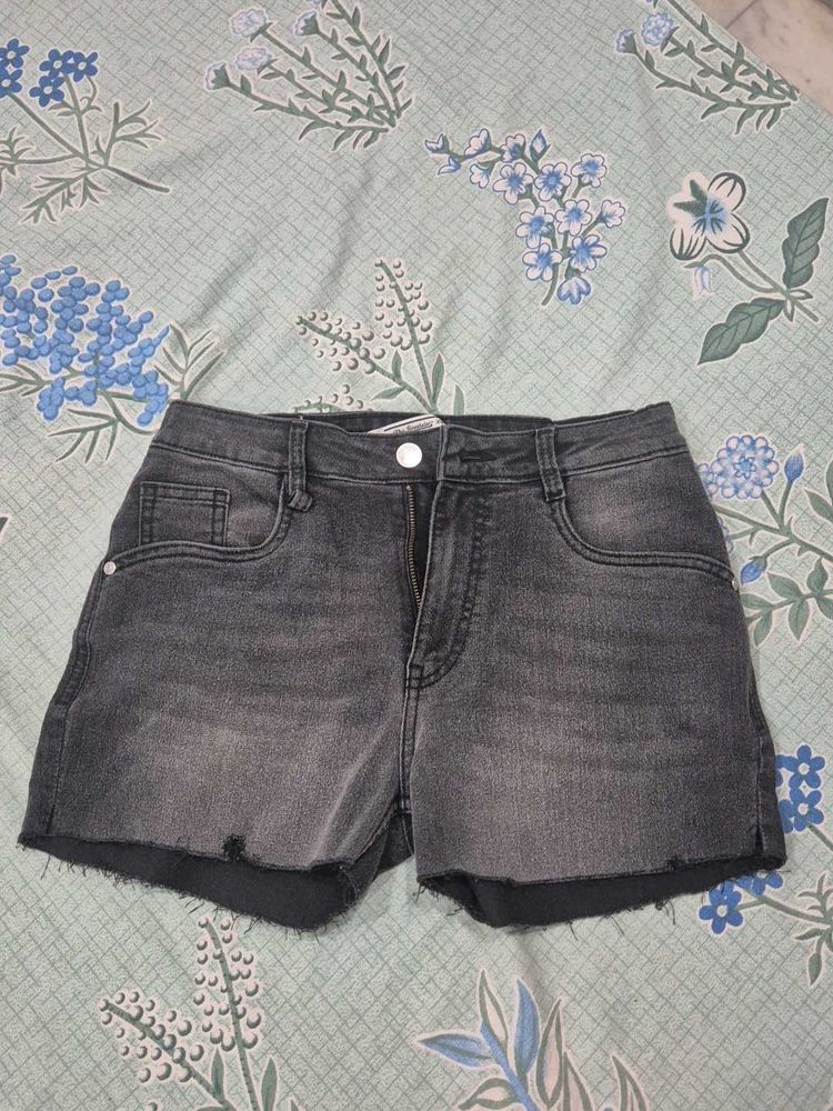 Grey Denim Shorts