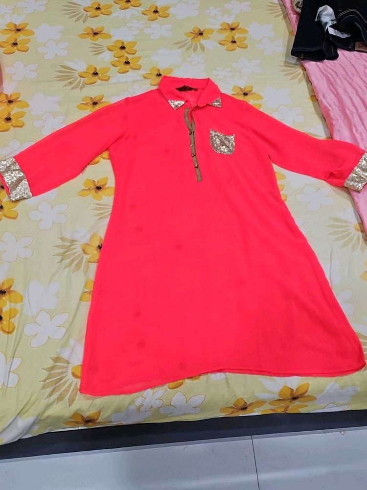 Bright Pink Kurta with Sequins