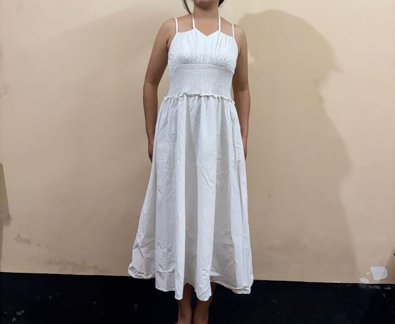 White Smocked Maxi Dress