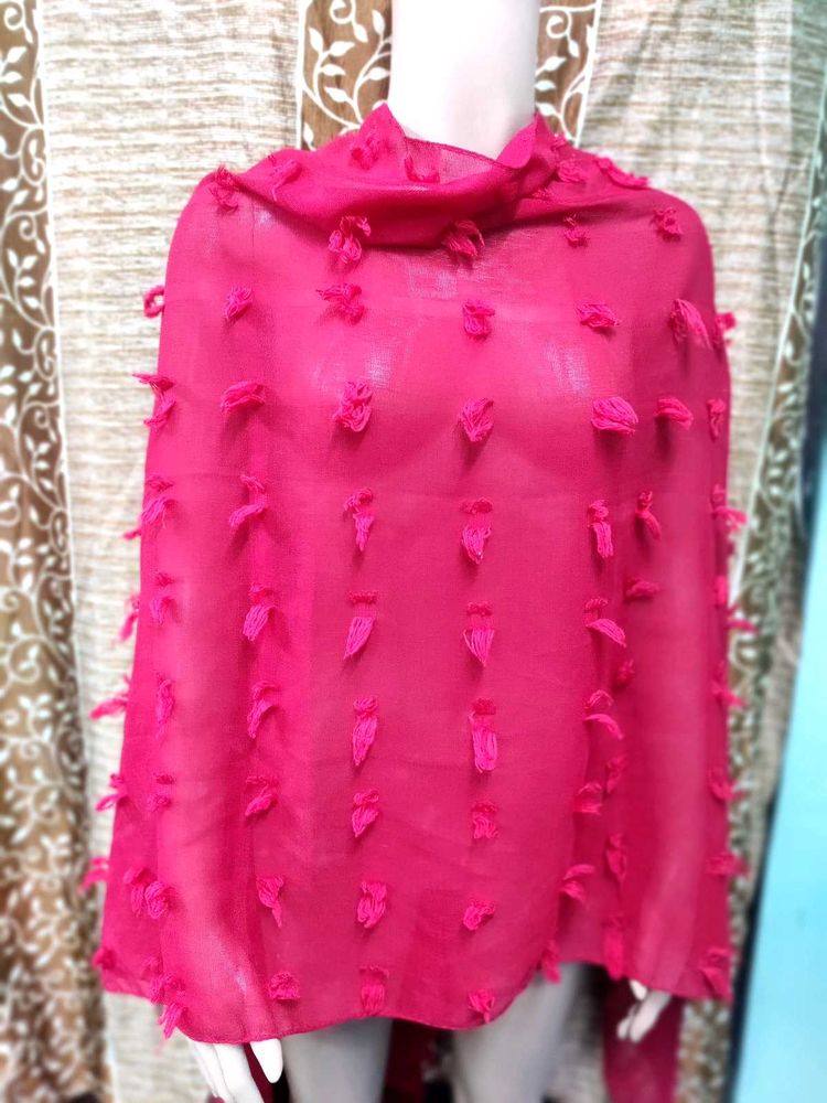 Dhamaka Offe Dupatta Stole Red Jhalar georgett