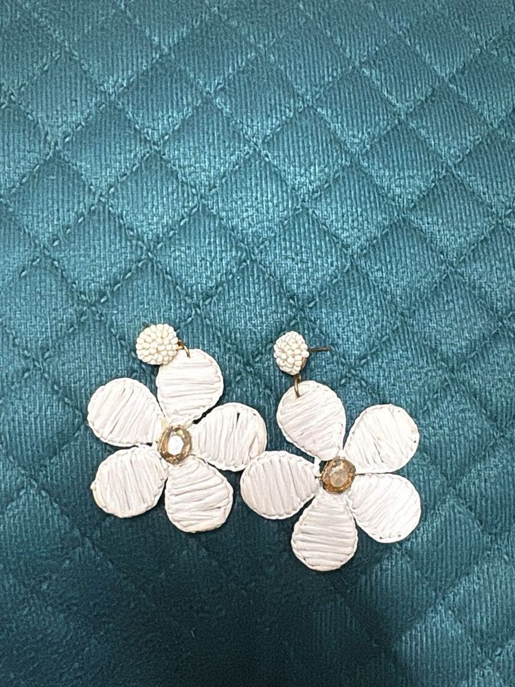 White Flower Earrings