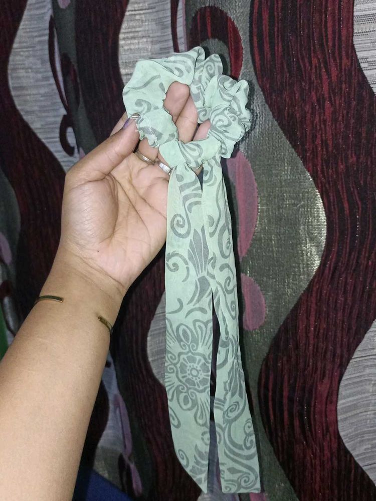 Chic Printed Scrunchie with Ribbon