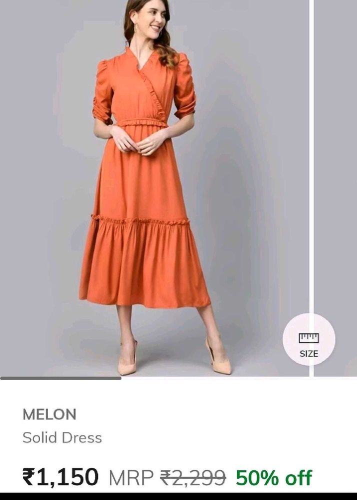 (PlusS)Chic Orange Midi Wrap Dress