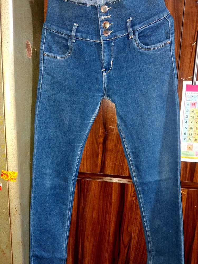 High Waisted Blue Denim Jeans