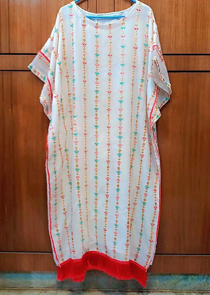 Stylish Georgette Embroidered Kaftan Dress