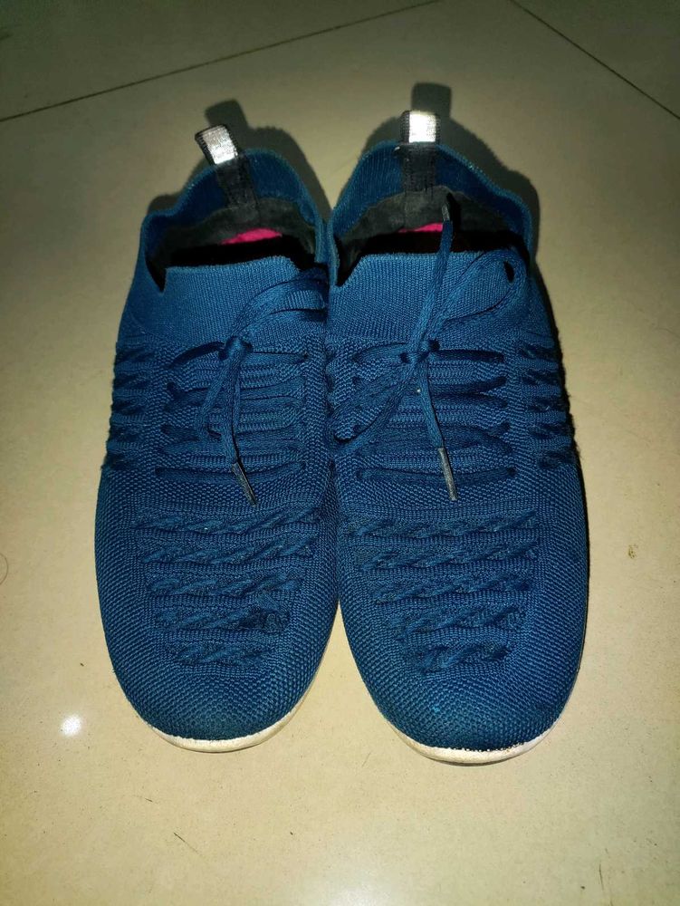 Blue Knit Sneakers